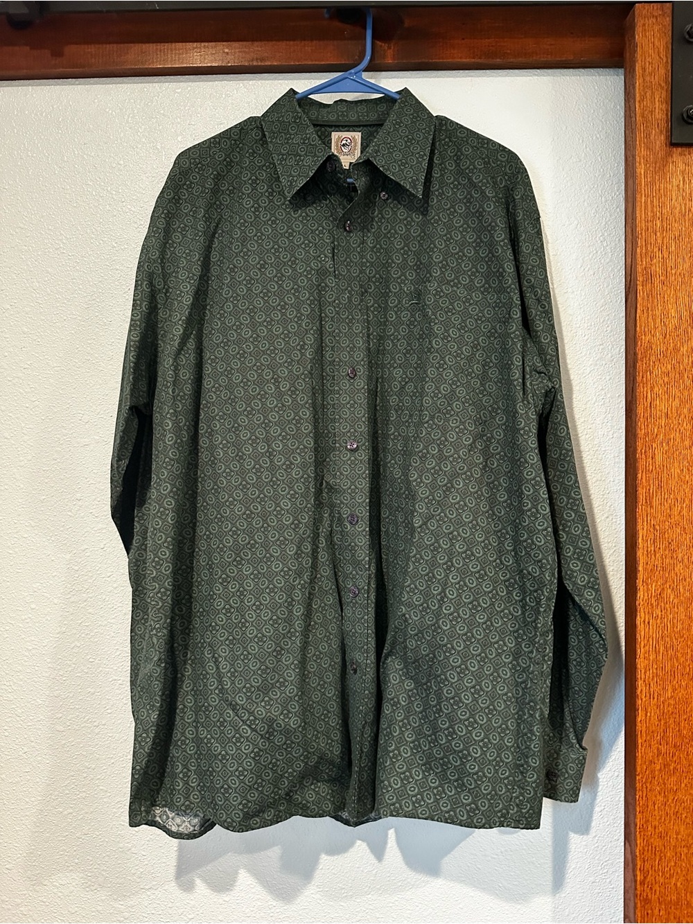 Cinch Dark Green Geometric Button-Up Shirt Jacket